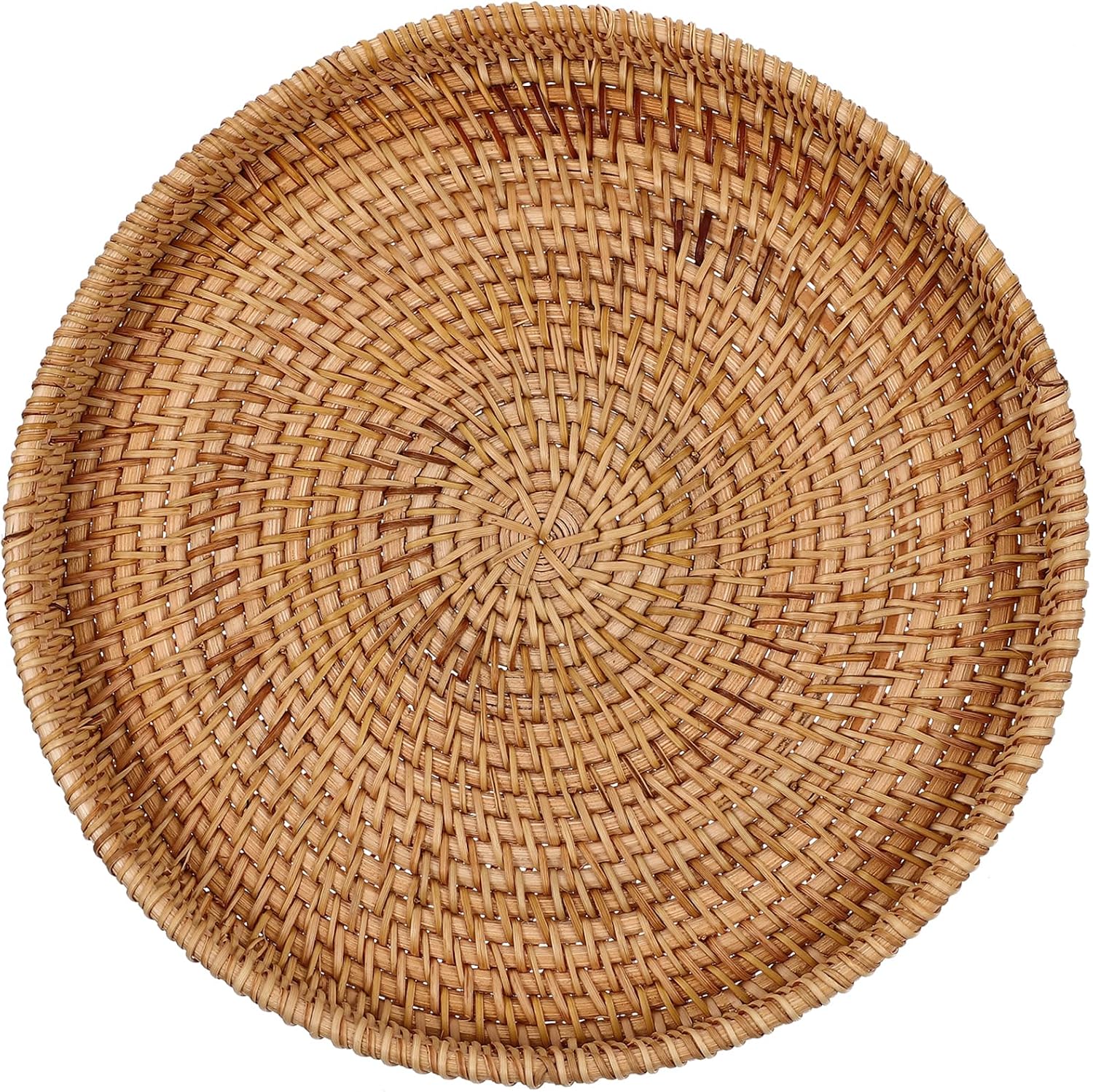 Zerodeko Rattan Charging Basket Serving Tray Fruit Plate Household Storage Tea Cup Accessory Perfect Present