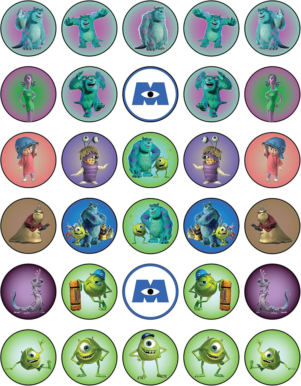 30 x Edible Cupcake Toppers – Friendly Monsters Inspired Collection of Edible Cake Decorations | Uncut Edible on Wafer Sheet