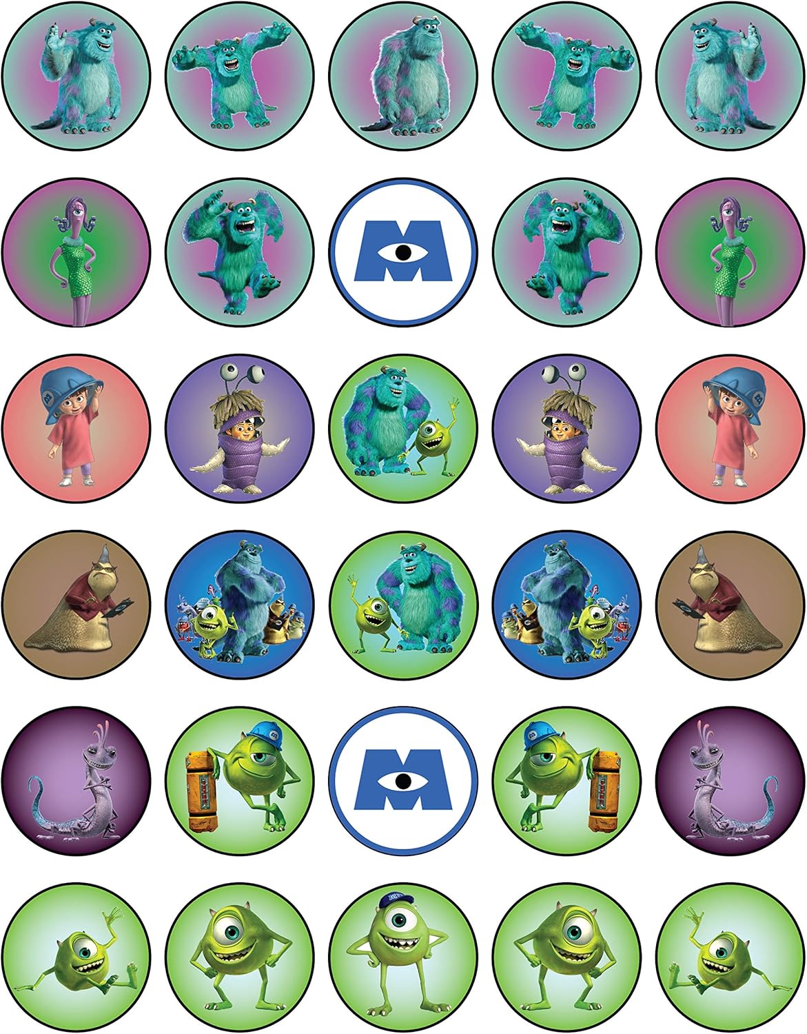 30 x Edible Cupcake Toppers – Friendly Monsters Inspired Collection of Edible Cake Decorations | Uncut Edible on Wafer Sheet