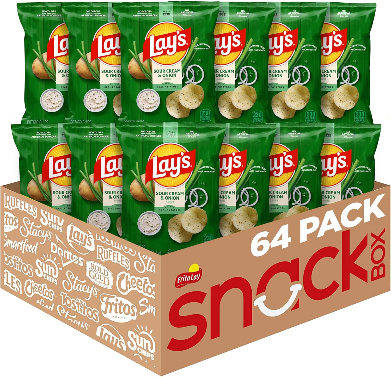 Lay's Potato Chips, Sour Cream & Onion, 1.5 Ounce (Pack of 64)