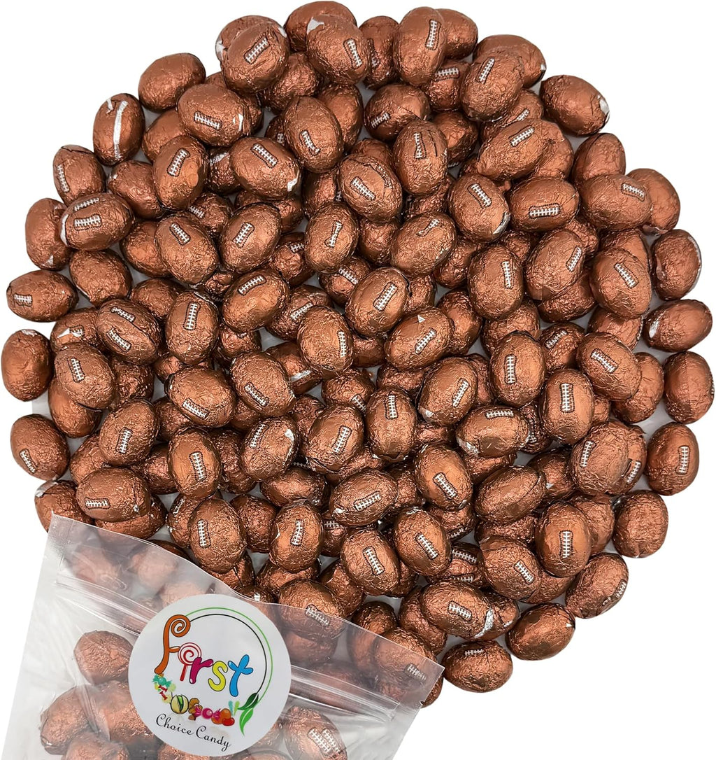 FirstChoiceCandy Milk Chocolate Foil Wrapped Balls (Footballs, 1 Pound (Pack of 1))