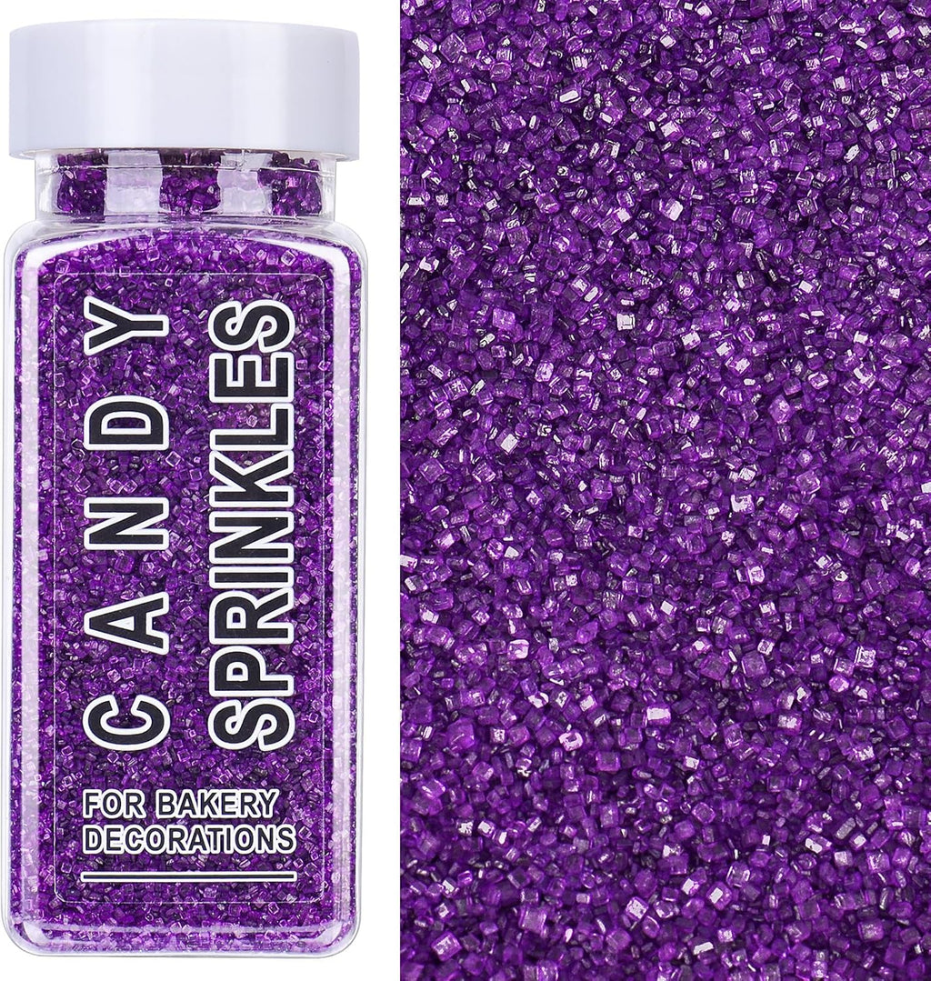 Purple Sanding Sugar Sprinkles, 4.6 oz Edible Sparkling Sugar Crystals for Baking Topping, Cupcakes, Cookies, Ice Cream & Cake Decorating, Wedding Party Easter Halloween Supplies