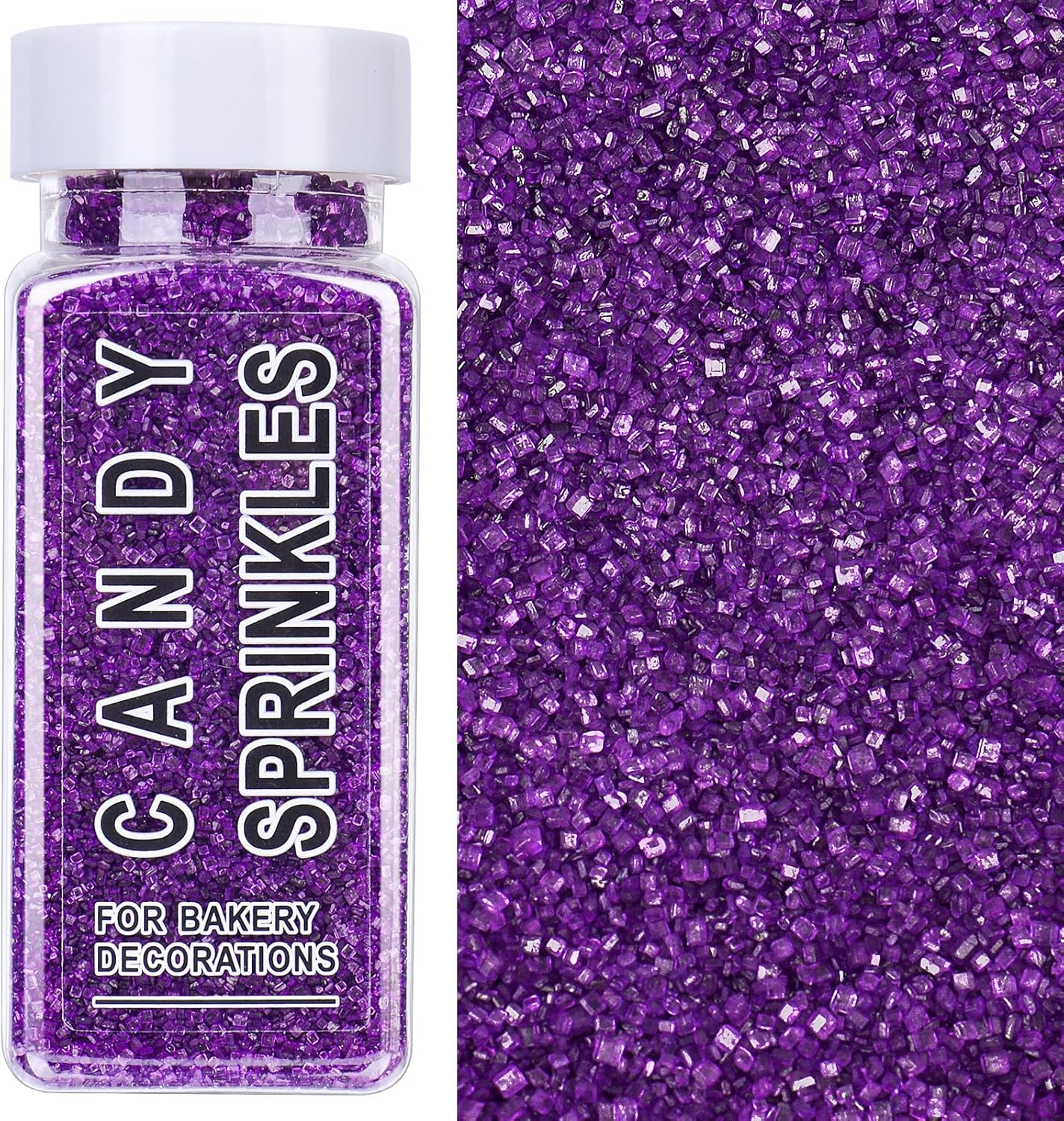 Purple Sanding Sugar Sprinkles, 4.6 oz Edible Sparkling Sugar Crystals for Baking Topping, Cupcakes, Cookies, Ice Cream & Cake Decorating, Wedding Party Easter Halloween Supplies