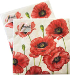 20-ct 13x13 Valentine's Napkins Decorative for Decoupage Red Poppy Floral Paper for Mother's Father's Day Red Pretty Flower Napkins gorgeous for Lunch Dinner 6.5 x 6.5 x 1 inches