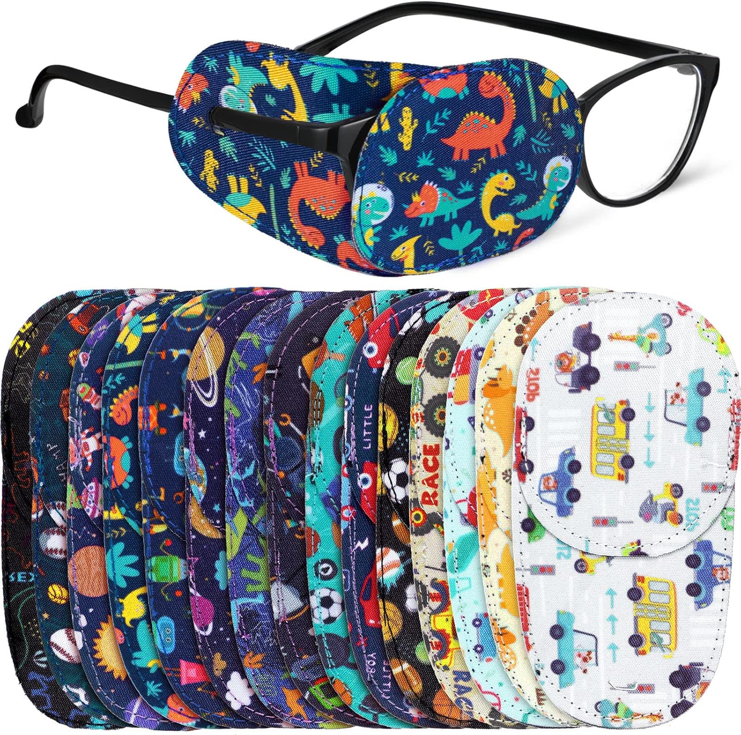 Kanayu 16 Pcs Eye Patch for Kids Girls Boys Reusable Cartoon Toddler Eye Patch Cover Colorful Adorable Eye Patch for Children(Cute Style)