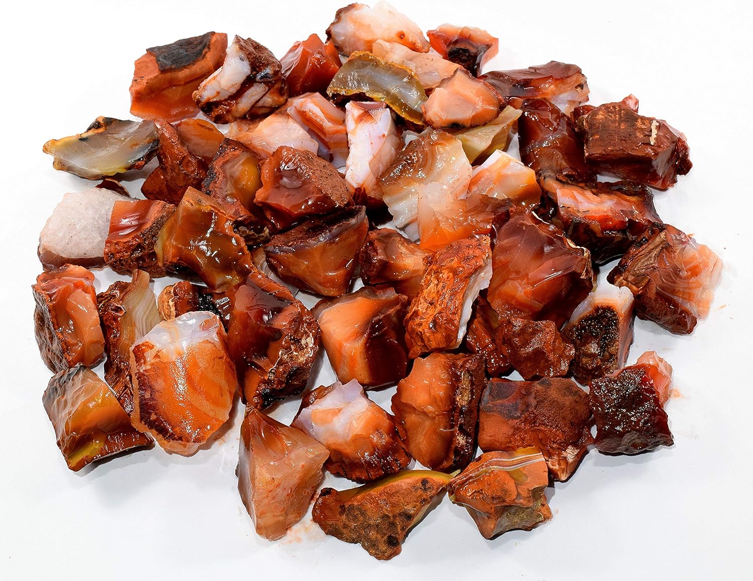 Red Orange Carnelian Agate Rough Stones Natural Crystal Mineral Gemstone Cabochons Rock Specimen Cabs - Madagascar (30PCS)
