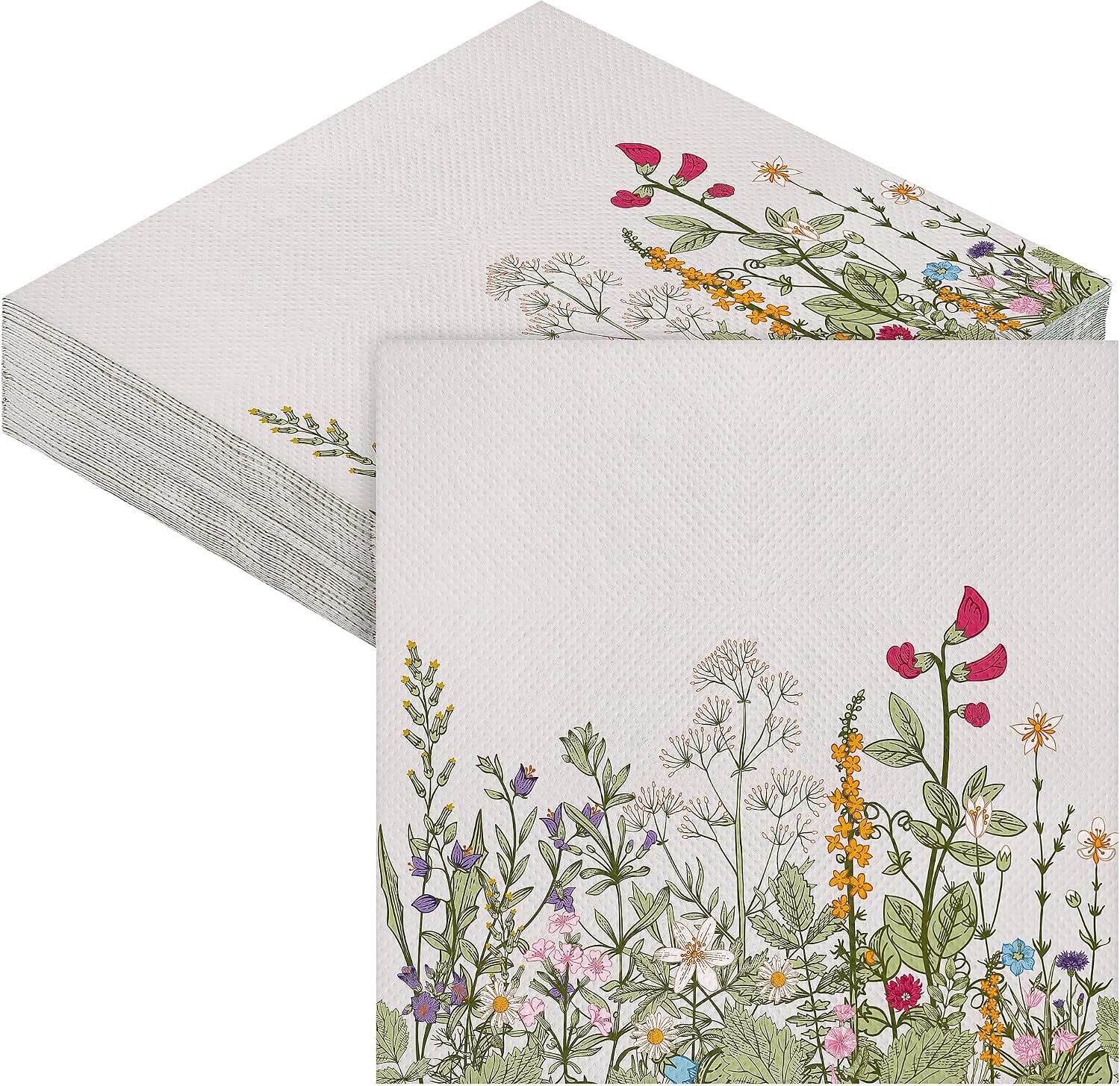 Aodaer 48 Pieces Disposable Fall Paper Napkins, Decoupage Napkins, 13" x 13" Unfolded Garden Party Napkin, Cocktail Dinner Napkin Set for Wedding Birthday Tea Party Supplies