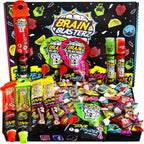 Brain Blasterz Sour Candy Variety Pack - 22 Piece Assorted Candy Box, Bulk Sour Candy Mix, Individually Wrapped Snack Box with Hard Candy, Lollipops & Taffy for Easter, Halloween, Birthdays & Parties