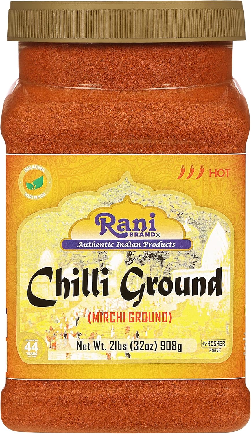 Rani Chilli Powder (Mirchi) Ground Indian Spice 32oz (2lbs) 908g Bulk PET Jar ~ All Natural | Salt-Free | Vegan | No Colors | Gluten Friendly | NON-GMO | Kosher | Indian Origin
