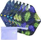 Leekalos Bamboo Menstrual Cloth Pads - Reusable Sanitary Pads for Light Incontinence - Pack of 6, 1 Cloth Mini Wet Bag