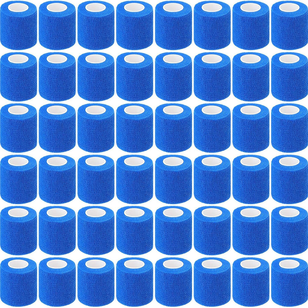 Treela 48 Pack Self Adhesive Wrap Bandage Bulk, 2 Inches x 5 Yards Self Adherent Cohesive Bandage Elastic Athletic Tape Breathable Wound Tape for Stretch Athletic Sports Wrist Ankle(Blue)