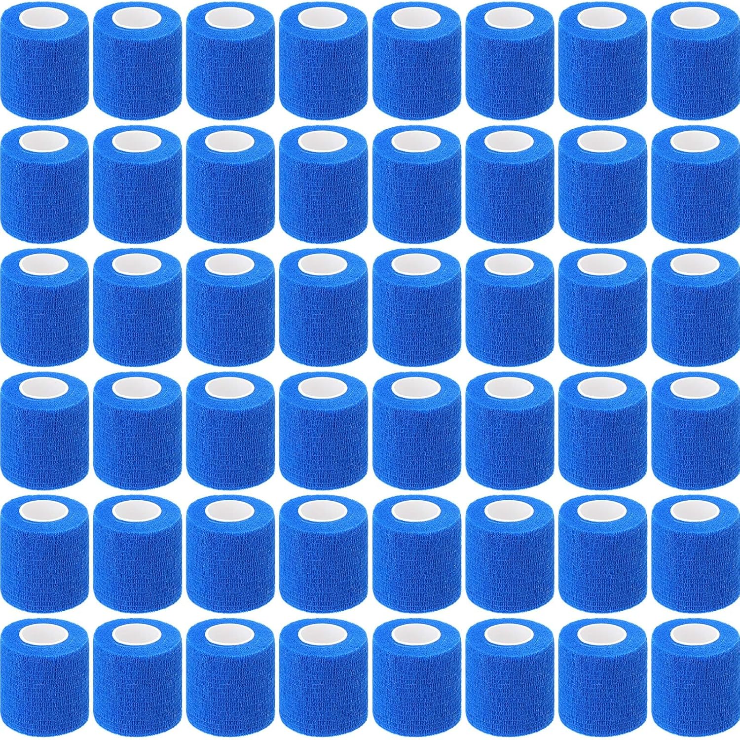 Treela 48 Pack Self Adhesive Wrap Bandage Bulk, 2 Inches x 5 Yards Self Adherent Cohesive Bandage Elastic Athletic Tape Breathable Wound Tape for Stretch Athletic Sports Wrist Ankle(Blue)