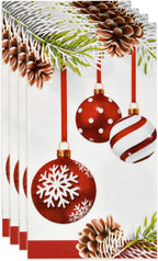 Gift Boutique 100 Christmas Ornament Guest Napkins Disposable Paper Decorative Elegant Xmas Dinner Hand Napkin For Home Kitchen Bathroom Wedding Holiday Decor