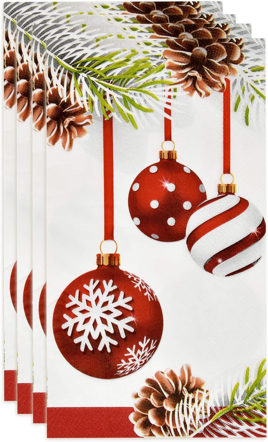 Gift Boutique 100 Christmas Ornament Guest Napkins Disposable Paper Decorative Elegant Xmas Dinner Hand Napkin For Home Kitchen Bathroom Wedding Holiday Decor
