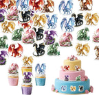 72Pcs Edible Dragon Cupcake Toppers Wafer Paper Dragon Party Dragon Baby Dragon Cupcake Picks for Dinosaur Theme Baby Shower Kids Boys Girl Dragon Theme Birthday Party Decorations