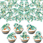 Gyufise 54Pcs Turtle Cupcake Toppers Wafer Paper Turtle Cupcake Picks Edible Sea Turtle Cake Decorations for Under the Sea Animal Theme Baby Shower Birthday Party Supplies Blue