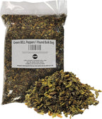 Green BELL Peppers 1 Pound Bulk Bag-Heat Sealed to Maintain Freshness-Crushed & Dried Spice Seasoning
