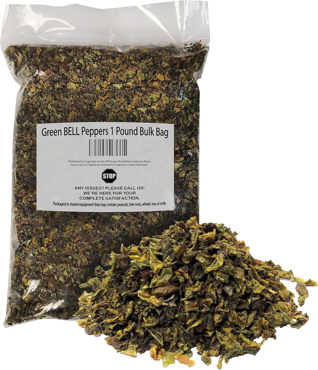 Green BELL Peppers 1 Pound Bulk Bag-Heat Sealed to Maintain Freshness-Crushed & Dried Spice Seasoning