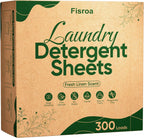 Travel Laundry Detergent Sheets Fisroa 300 Loads Eco-friendly Washing Detergent Sheets Plastic-Free Washer Strips, Fresh Linen Scent Liquidless Laundry Strips for Camping Dorm