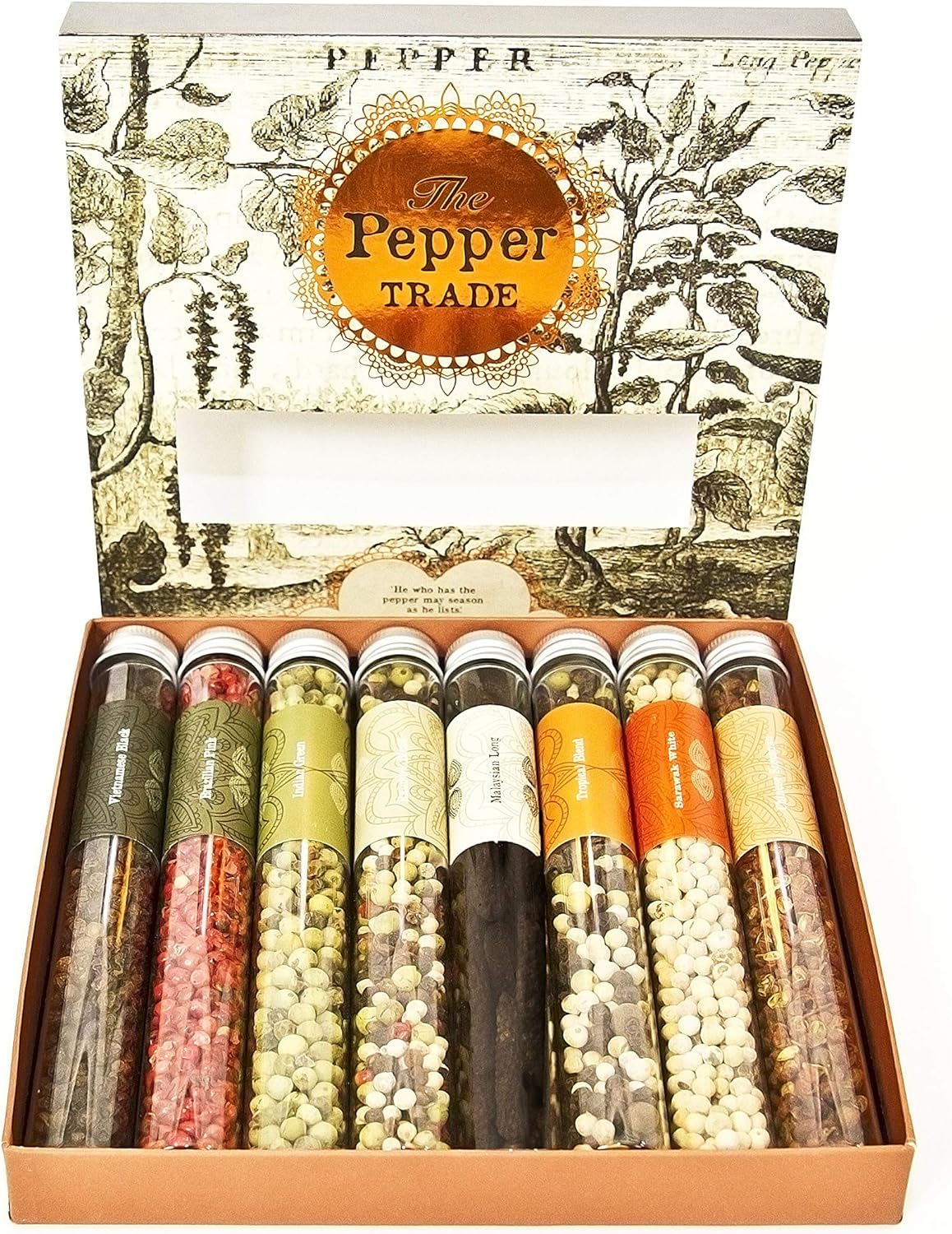 The Pepper Trade Gourmet Peppercorn Blend Collection, 8 Pack Gift Set | Sampler Spice Gift Set, Use in Grinders