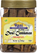 Rani Desi (Dalchini) Flat Cinnamon 7oz (200g) PET Jar ~ All Natural | Vegan | Gluten Friendly | NON-GMO | Kosher | Indian Origin