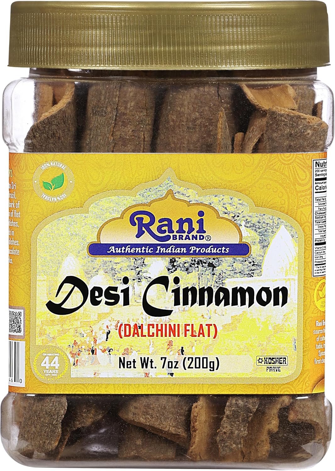 Rani Desi (Dalchini) Flat Cinnamon 7oz (200g) PET Jar ~ All Natural | Vegan | Gluten Friendly | NON-GMO | Kosher | Indian Origin