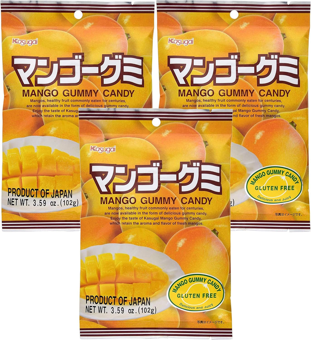 Kasugai Mango Gummy Candy 3.59oz (3 Pack)