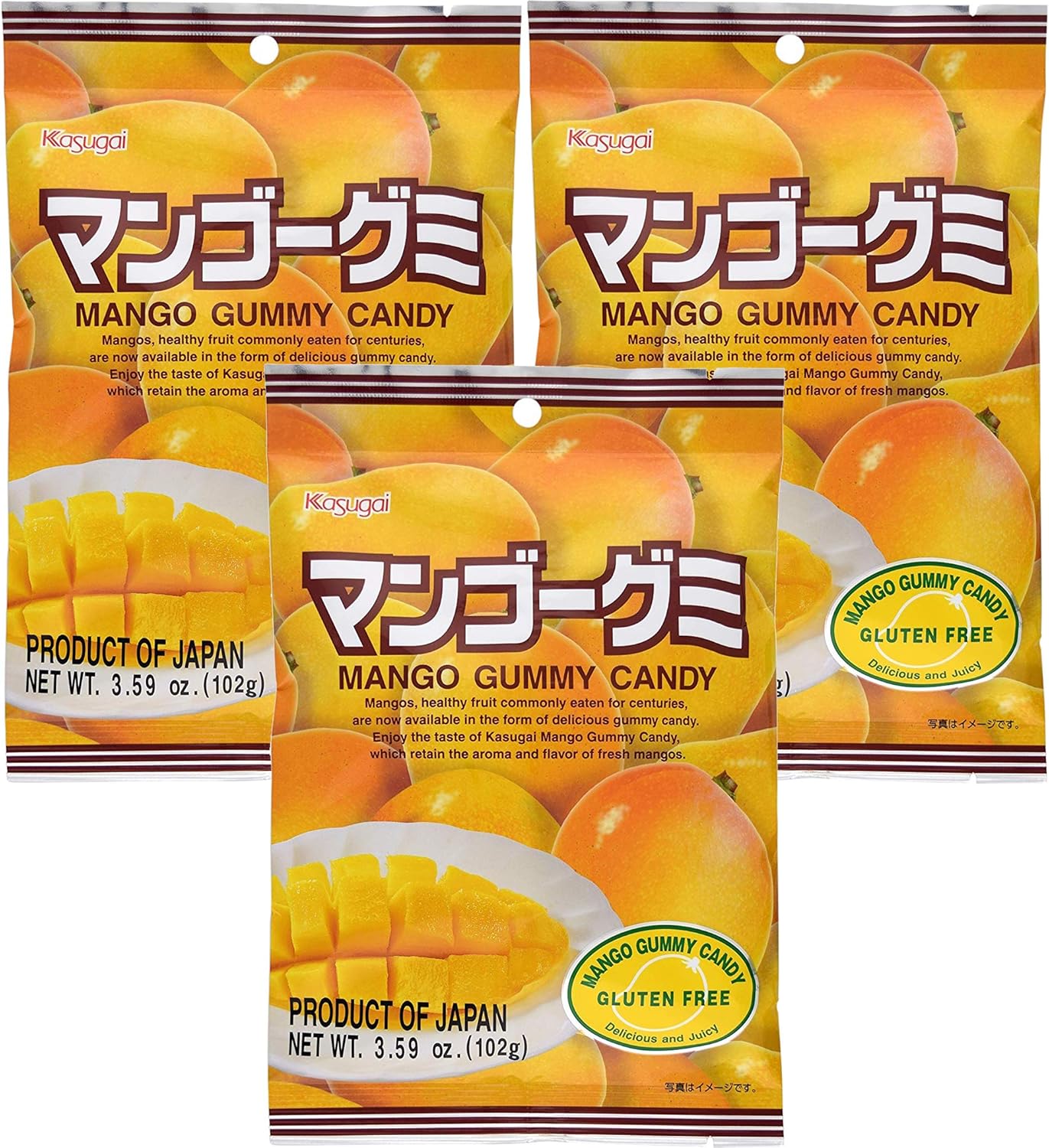 Kasugai Mango Gummy Candy 3.59oz (3 Pack)