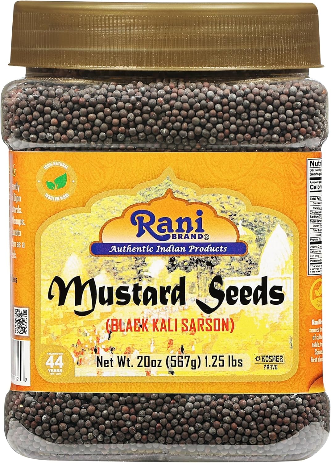Rani Black Mustard Seeds Whole Spice (Kali Rai) 20oz (1.25lbs) 567g PET Jar ~ All Natural | Gluten Friendly | NON-GMO | Kosher | Vegan | Indian Origin