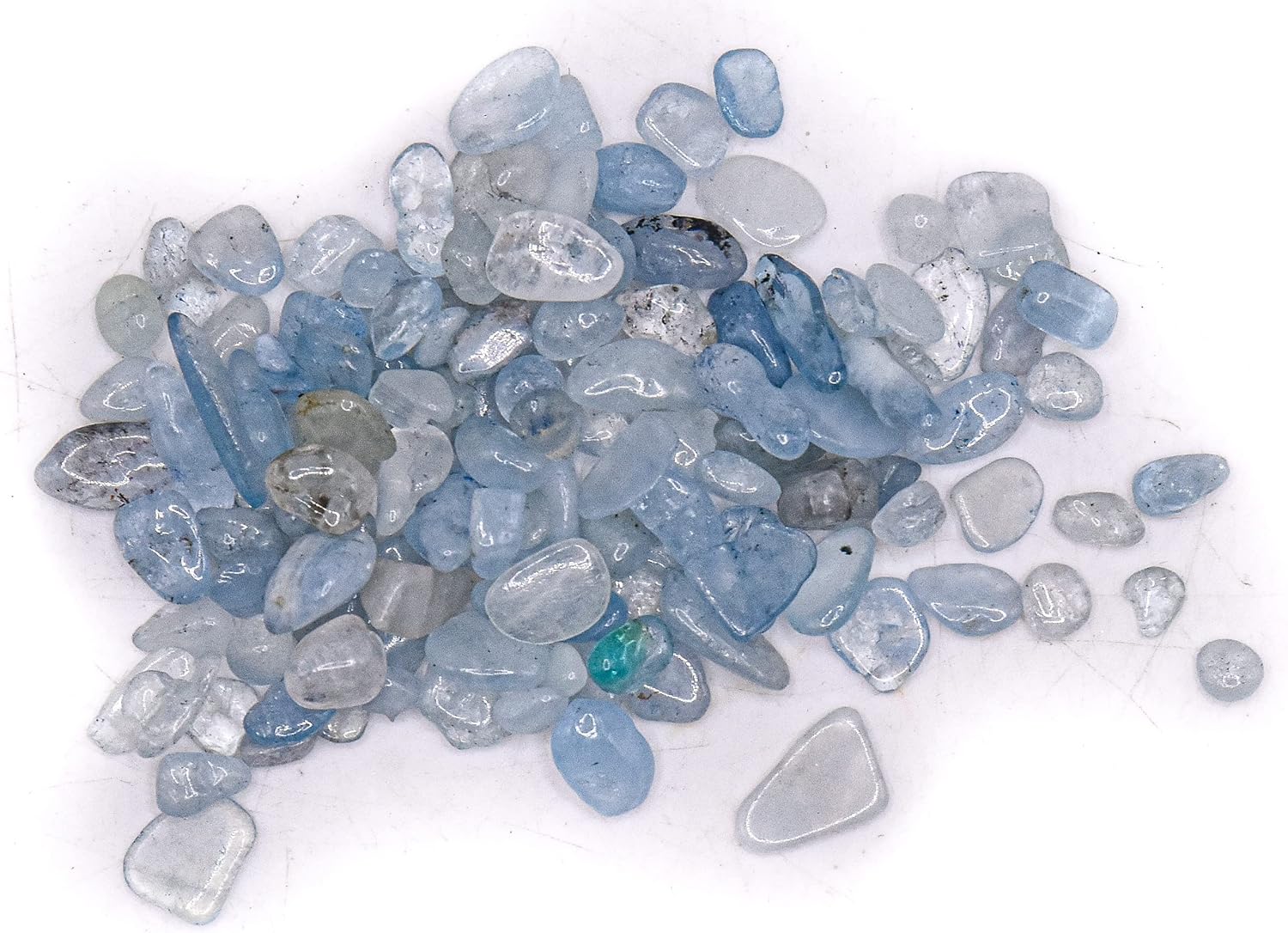 100g (3.5oz) Blue Clear Aquamarine Beryl Small Tumbled Stones Reiki Crystal Jewelry Making Home Decoration Natural Gemstone Mineral Pebble Specimens - 1 Bag