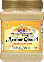 Rani Amchur (Mango) Ground Powder Spice 16oz (1lb) 454g PET Jar ~ All Natural, Indian Origin | No Color | Gluten Friendly | Vegan | NON-GMO | Kosher | No Salt or fillers
