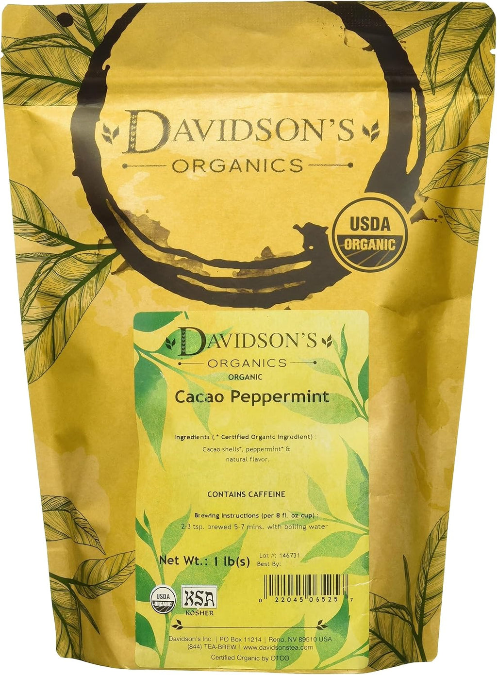Davidson's Organics, Cacao Peppermint, Loose Leaf Cacao, 16-Ounce Bag