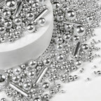 Silver Pearl Rods Sprinkles for Cake Decorating, 150g/5.29oz Mix Size, Edible Sugar Rod Sprinkles, Pearl Cake Decoration, Foodgrade, Cupcake Toppers, Party, Wedding, Birthday Supplies