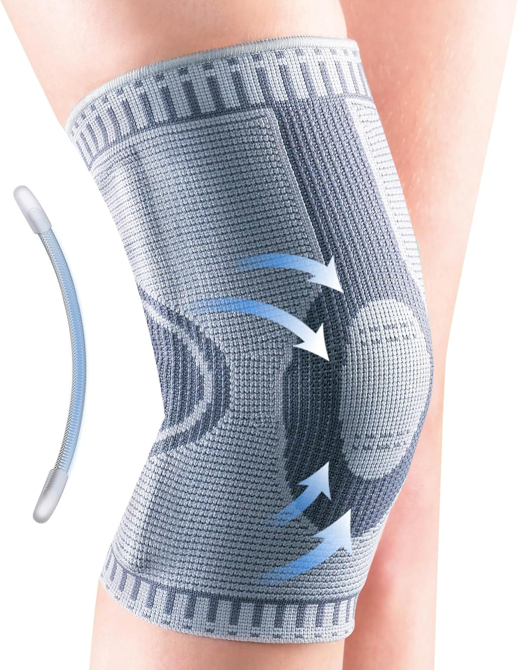 OPPO 2924 ACCUTEX Knee Brace Compression Sleeve with Stays - Knee Support for Meniscus Tear, Running, Muscle Strain, Knee Sprain, Joint Pain Relief - for Men and Women (Gray, Small)