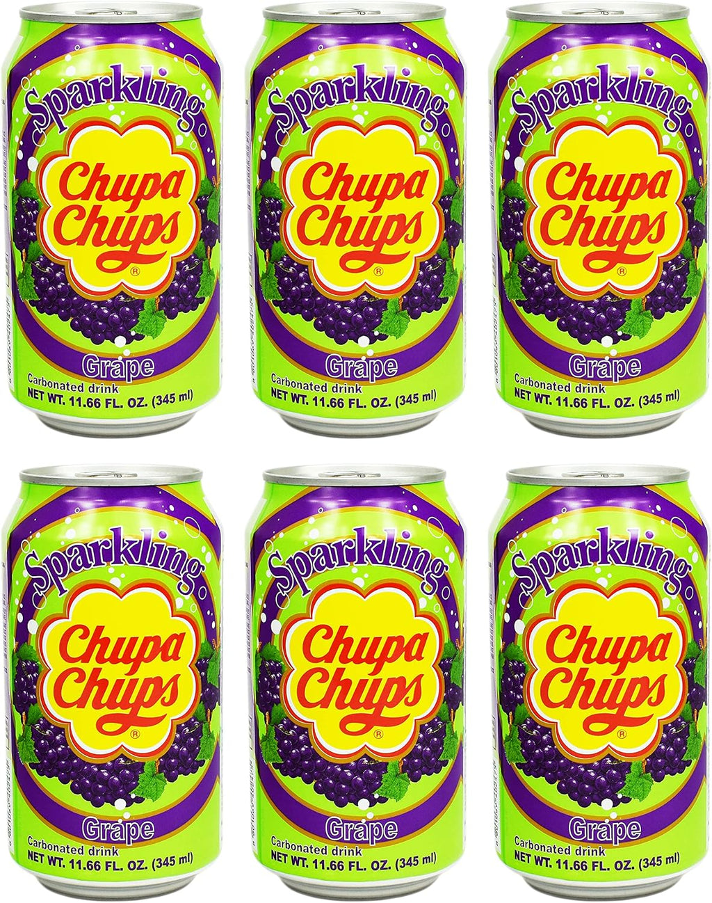 Namyang Chupa Chups Sparkling Soda Flavor 345ml (Grape, 6 Cans)