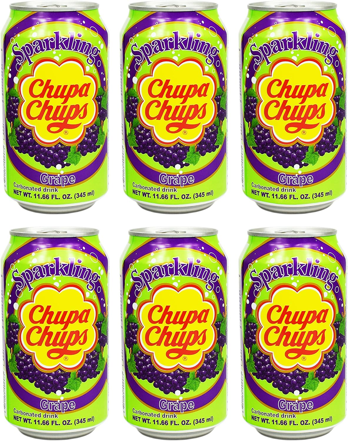 Namyang Chupa Chups Sparkling Soda Flavor 345ml (Grape, 6 Cans)