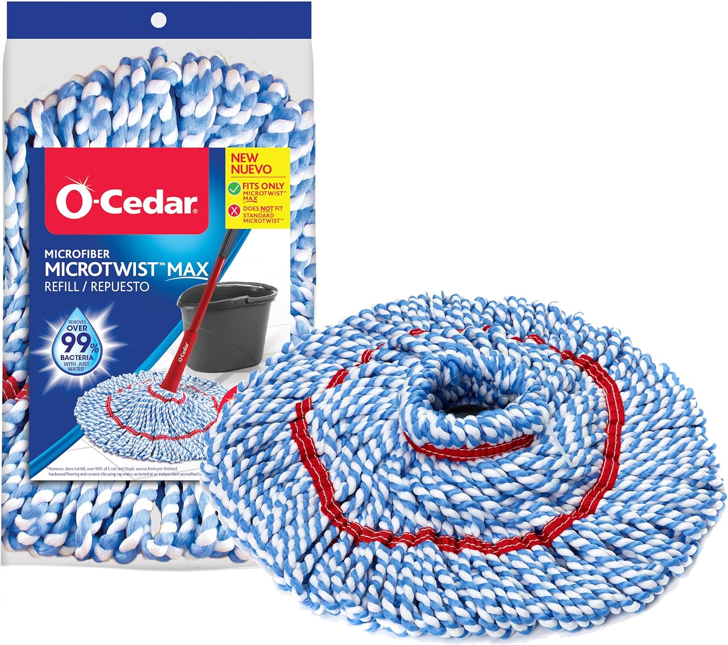 O-Cedar Genuine MicroTwist MAX Twist Mop Head Replacement | Machine Washable | Reusable | Microfiber Refill | Removes 99% of Bacteria