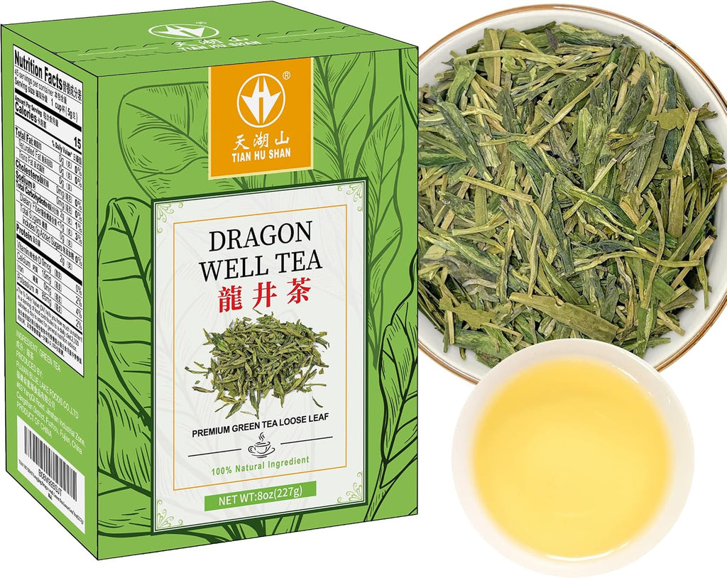 TIAN HU SHAN First Grade Tea Chinese LongJing/Dragon Well Green Tea Loose Leaf 8oz (227g)