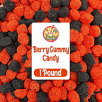 Berries Gummy Candy - 1 Pound Bulk Bag, Crunchy Red And Black Candy - Raspberry And Blackberry Berry Gummies Perfect for Dessert Decorations and Buffets, Gummy Candy Clusters