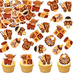 Edible 40Pcs Highland Cow Cupcake Toppers Farm Animals Cupcake Picks Highland Cow Theme Baby Shower Kids Birthday Party Cake Decorations Supplies