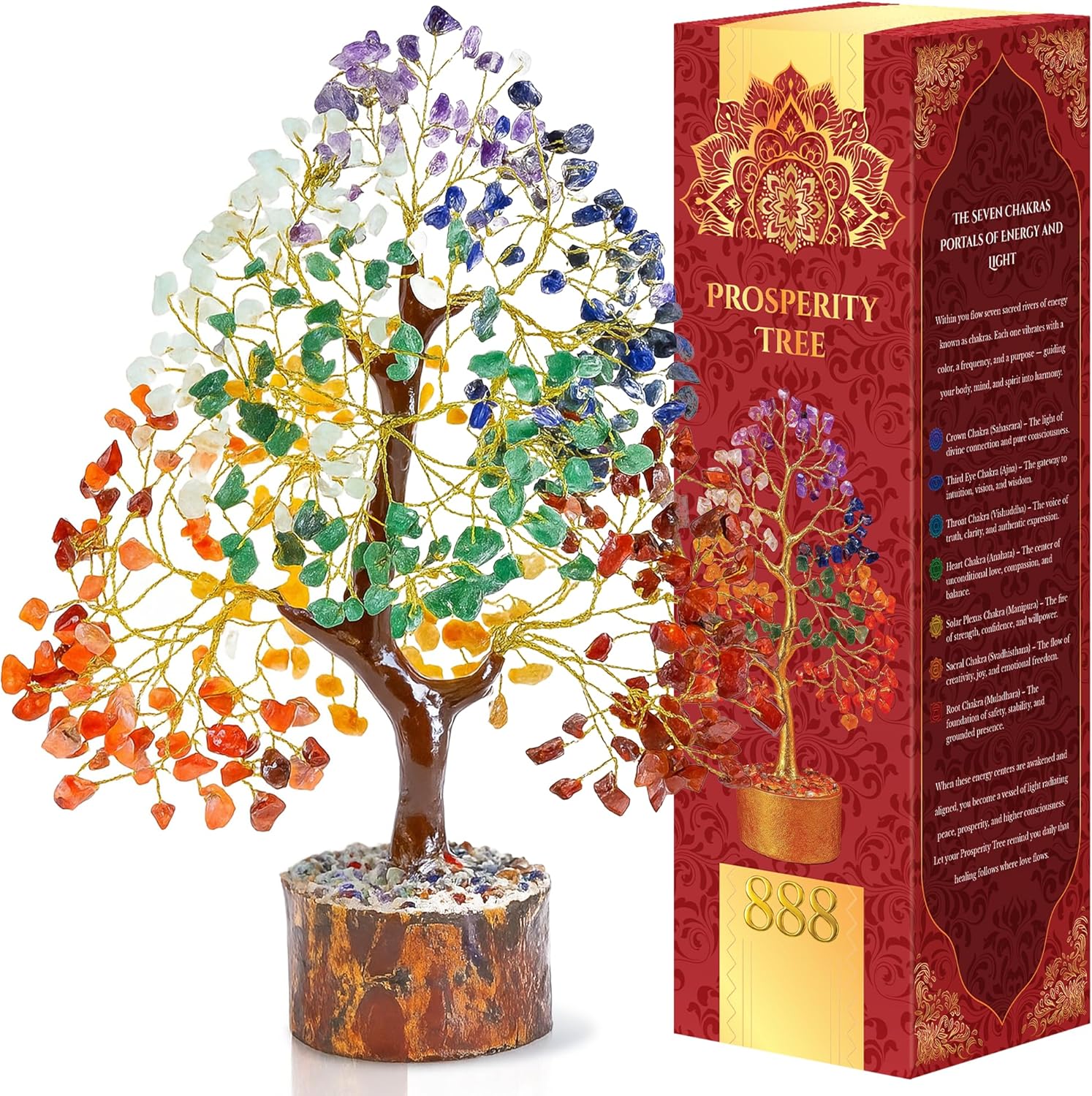 Freedom Mastery Chakra Tree of Life | Healing Crystals Stones for Abundance | 7 Chakra Crystal Tree of Life Manifestation, Meditation & Positive Energy | Ideal Home Decor & Prosperity