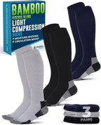 Doctor's Select Bamboo Viscose Light Compression Socks for Women & Men - 3 Pairs, 8-15 mmHg Compression Socks, Knee High
