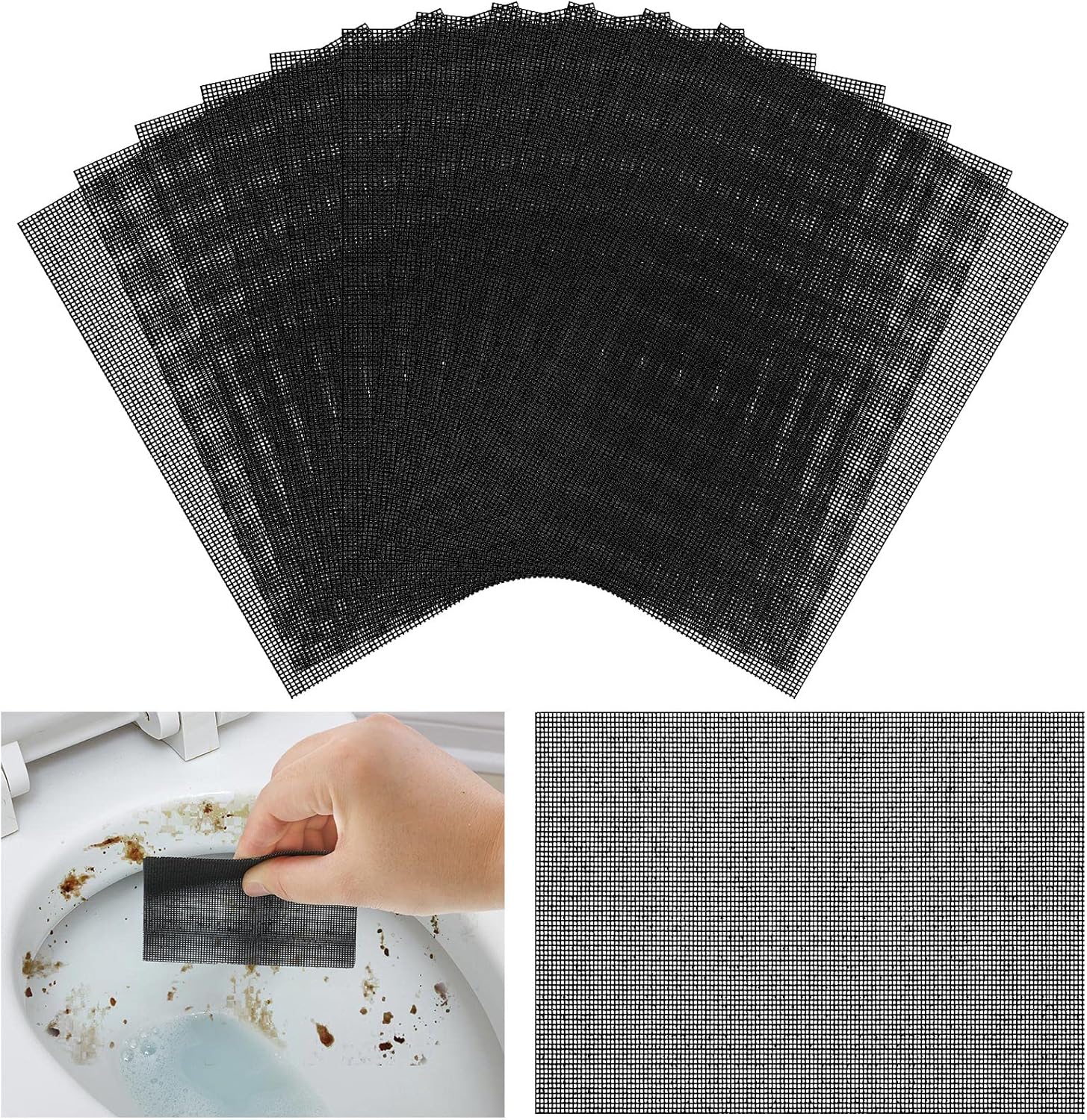 Skyley 12 Pack Flexible Scrubbing Screen Cleaning Mesh for Household 5.5 x 4 Inch Cleaner Toilet Hard Water Ring Remover Scouring Pad Abrasive Grit Cleaning Screen for Remove Carbon, Rust and Scale