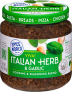 Spice World Garlic and Italian Herb Seasoning Blend – Ready-to-Use Seasonings for Cooking - 6.5oz Italian Seasoning Spice Adds Aromatic Flavor to Marinades, Pasta, Pizza, Dips, Veggies, & More
