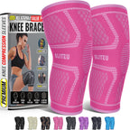 Knee Brace for Meniscus Tear 2 Pack, Knee Compression Sleeve for Men and Women, Knee Support for Arthritis, Swelling, Inflammation, ACL, Pain Relief, Running, Workout, Sports and Recovery Pink XL
