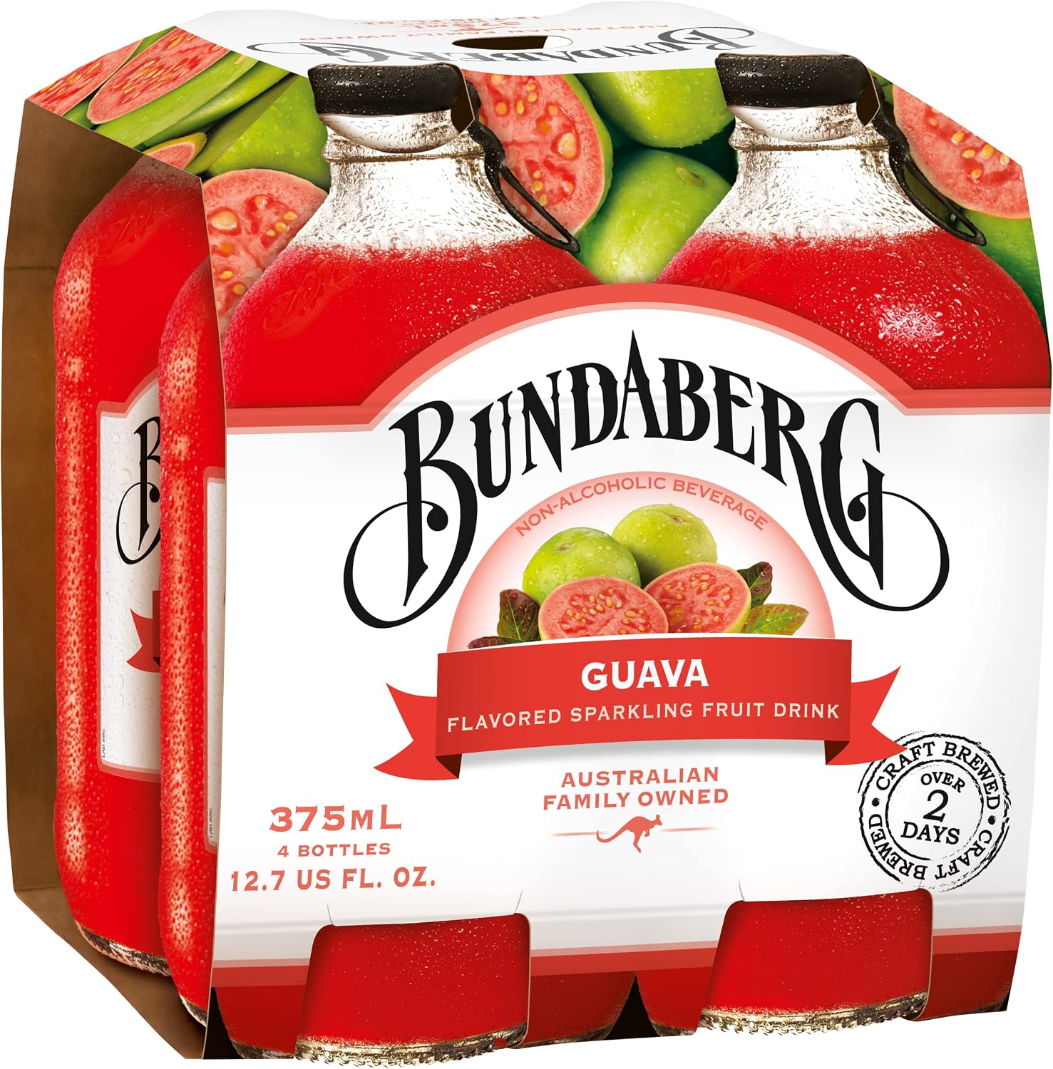 Bundaberg Sparkling Fruit Drink, Guava, 12.7 fl oz, 4 Count