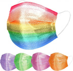 NiHealth 50PCS Stylish Disposable Face Masks for Adults - Breathable 3-Layer Non-Woven Fabric Coverings with Glamorous Glitter Sparkle Design (5 Iridescent Colors)