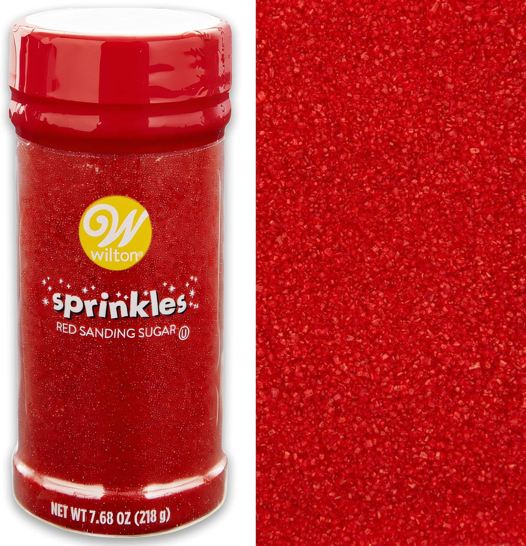 Wilton Red Sanding Sugar Sprinkles, Sparkling Sprinkles Sugar Crystals for baking and Cookie Decorating, Cupcakes, Icing, Kosher Sprinkles 7.76 oz
