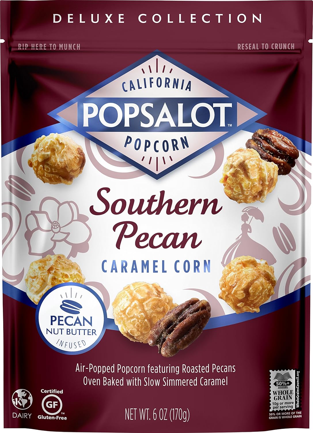 Popsalot Gourmet Popcorn Deluxe Collection, Southern Pecan Caramel Corn, 6.0 Ounce