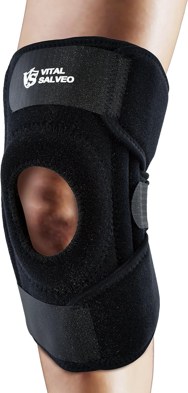 Vital Salveo Graphene 9.5" Knee Brace - Adjustable Patella Support for Pain Relief, Meniscus Tear & ACL - Side Stabilizers for Men & Women-Regular Fit
